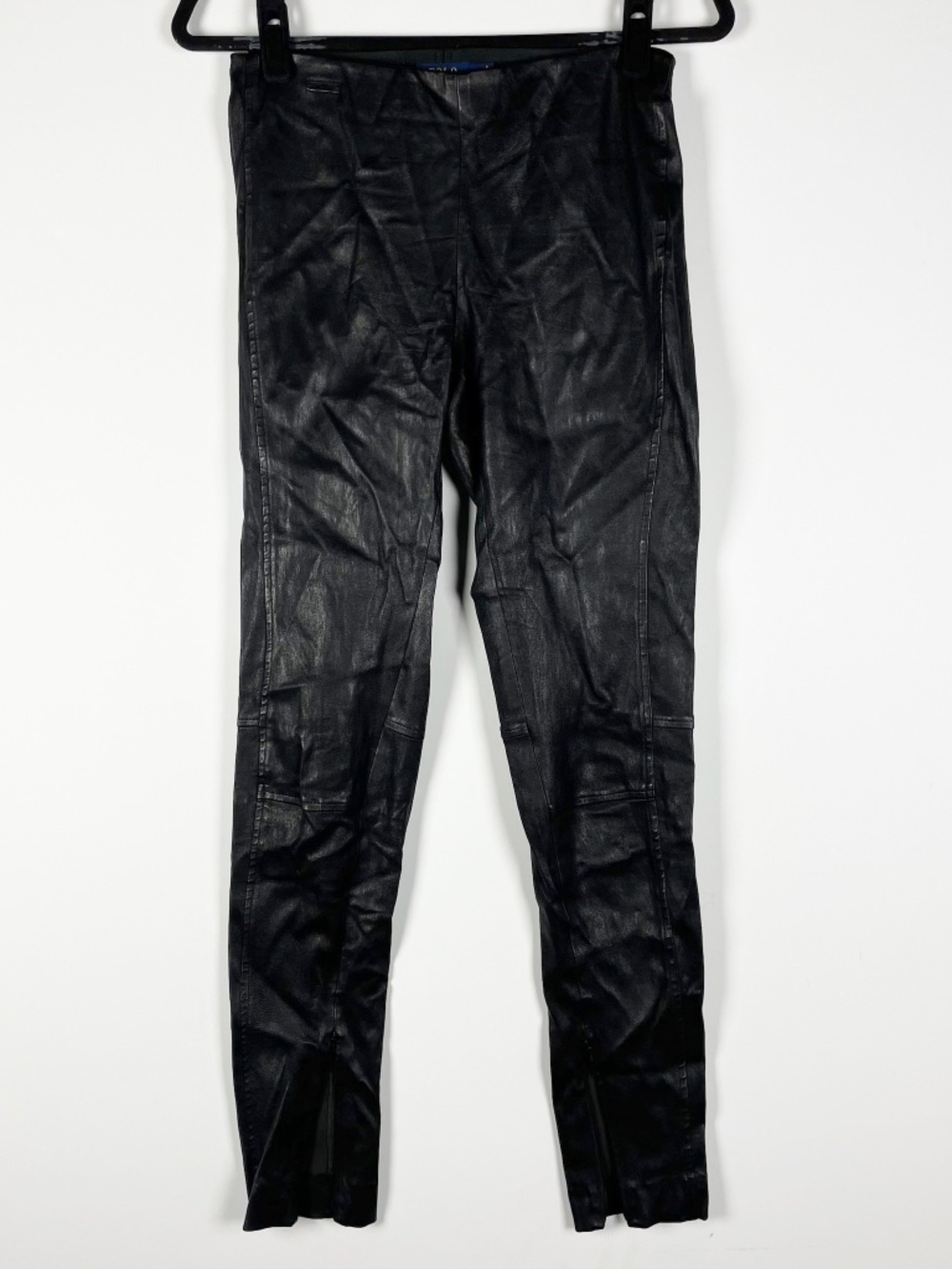 Polo Ralph Lauren Women's Genuine Lamb Leather High Waisted Skinny Leggings S